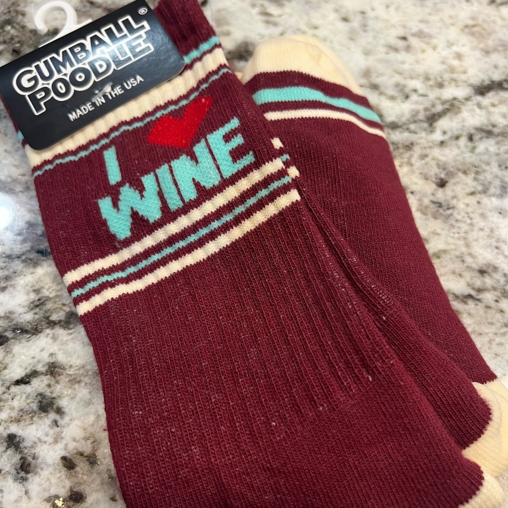 Burgundy 'I Love Wine' Socks